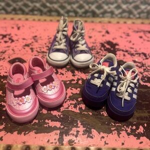 LOT of 3 pair Toddler Girls shoes NIKE ADIDAS KEDS sz 4